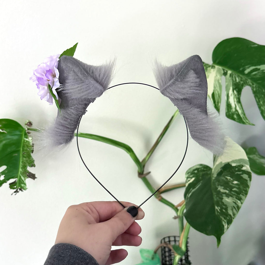 Solid Gray Dainty Kitten Ears