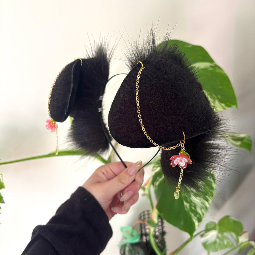 Black Folded Puppy Ears