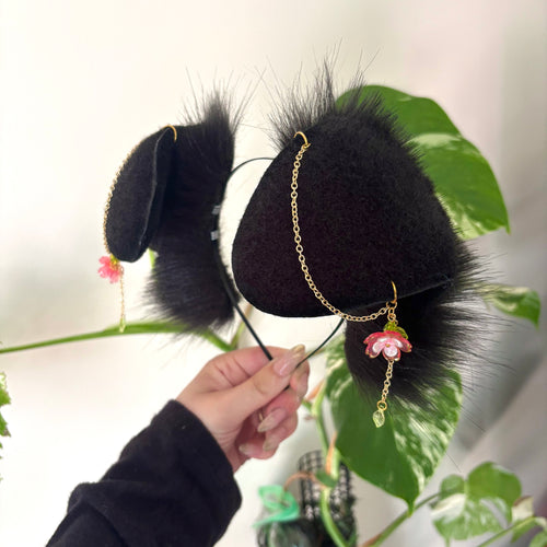 Black Folded Puppy Ears