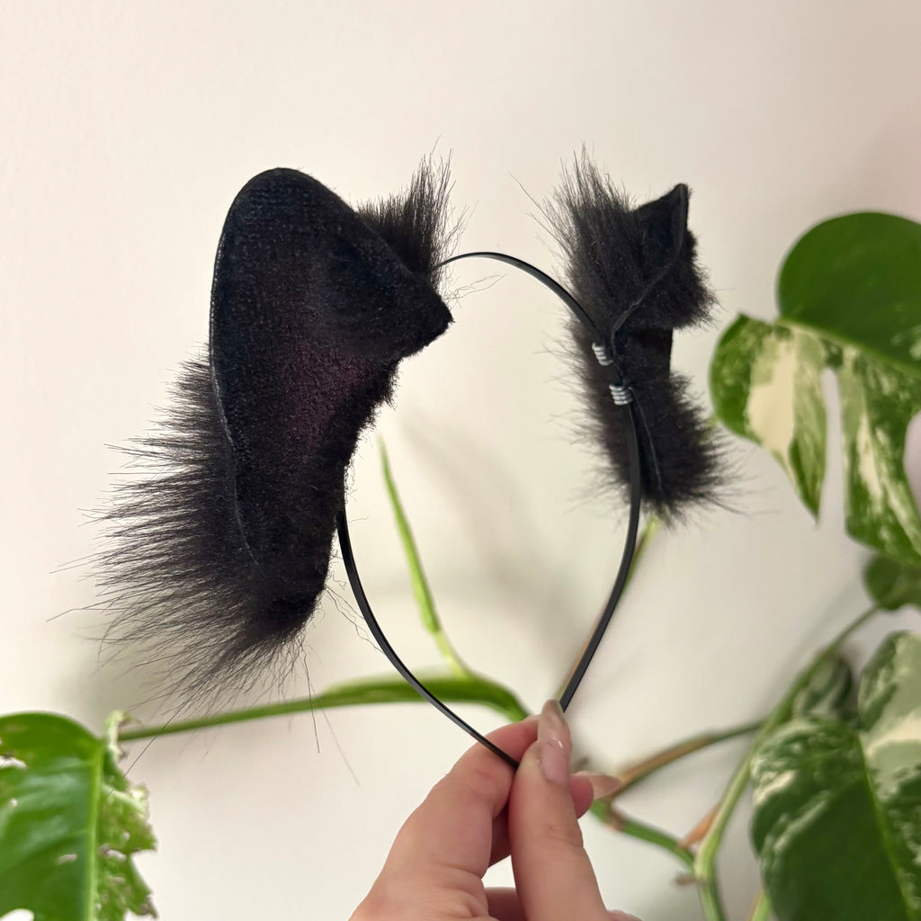 Solid Black Dainty Kitten Ears